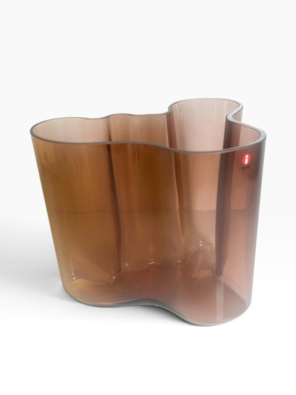 Iittala Alvar Aalto Savoy 6.5" Glass Vase Smoky Rose / Rio Brown Made In Finland